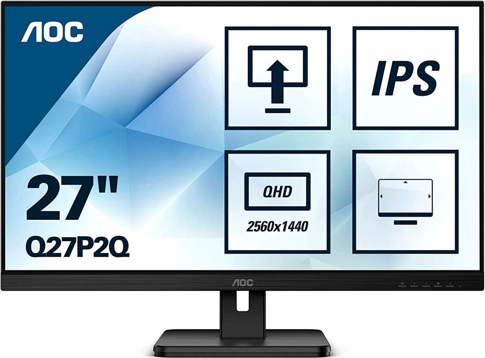 Монитор 27' AOC 27P2Q 1920x1080 75Hz IPS LED 16:9 4ms D-Sub DVI HDMI DP 4*USB3.2 50M:1 1000:1 178/178 250cd HAS Pivot Tilt Swivel Speakers Black