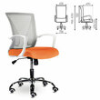 Кресло BRABIX 'Wings MG-306', пластик белый, хром, сетка, серое/оранжевое, 532011