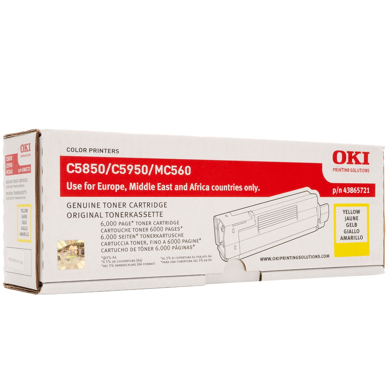 Тонер Картридж Oki 43865741 yellow для С5850/5950/MC560 (5000стр.) 43865721
