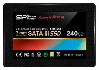 240GB Накопитель SSD S55 Silicon Power 2,5 SATA III 550/530 MB/s 7mm ультратонкий (SiliconPower) SP240GBSS3S55S25