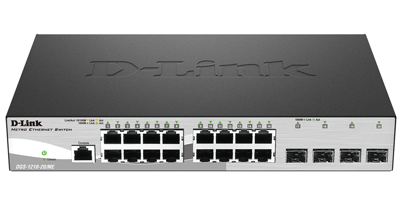 Коммутатор D-Link (16-ports UTP 10/100/1000Base-T + 4-ports Gigabit SFP, Gigabit Web Smart III Switch, 19 ) DGS-1210-20/ME/A1A