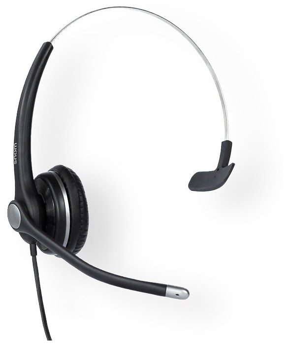 SNOM A100M Широкополосная монофоническая гарнитура. Широкополосное качество звука, Кабель на одном наушнике, Гибкая стрела 300°, Микрофон с пассивным шумоподавлением, Быстрое подключение RJ-9, разъем USB и 2,5 мм в качестве опции (Snom)