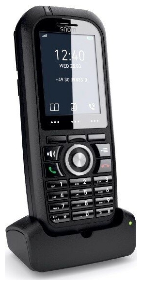 SNOM M80 Беспроводной DECT телефон профессионального назначения для базовых станций М300, М700 и М900. Цветной экран TFT высокого разрешения, 200 часов в режиме ожидания, Прочная ударостойкая конструкция (MIL-STD-810g 516.6), Тревожная кнопка, Встро (Snom