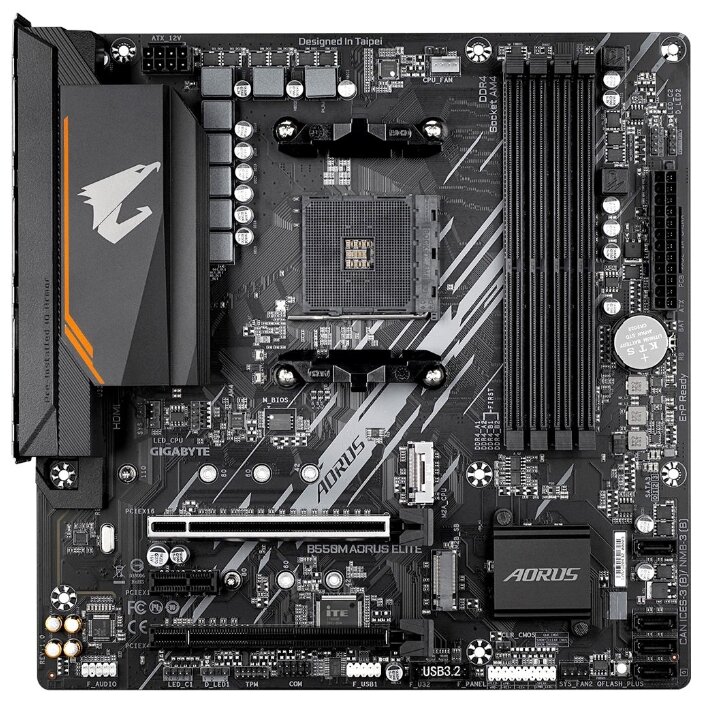 Материнская плата Gigabyte B550M AORUS ELITE Soc-AM4 AMD B550 4xDDR4 mATX AC 97 8ch(7.1) GbLAN RAID+DVI+HDMI GIGABYTE