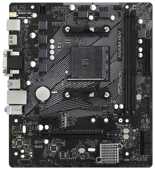 Материнская плата AMD A520 SAM4 MATX A520M-HDV ASROCK