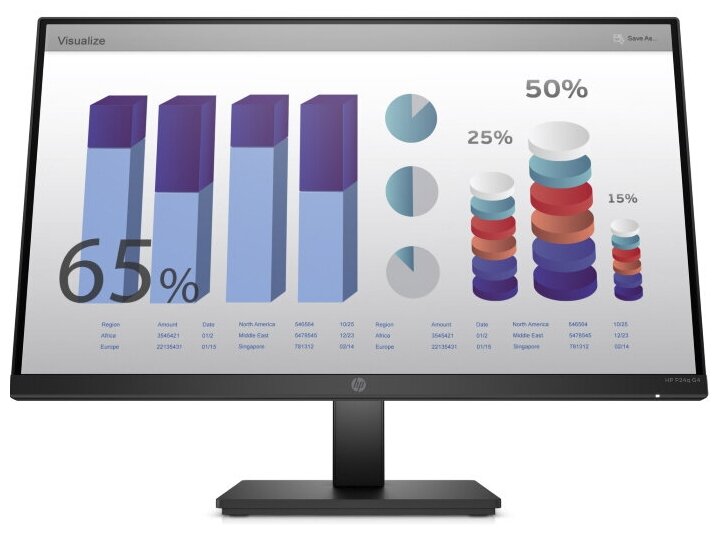 Монитор HP P24q G4 23,8 Monitor 2560x1440 QHD, IPS, 16:9, 250 cd/m2, 1000:1, 5ms, 178°/178°, HDMI, VGA, Plug-and-Play, height, Black (8MB10AA#ABB)