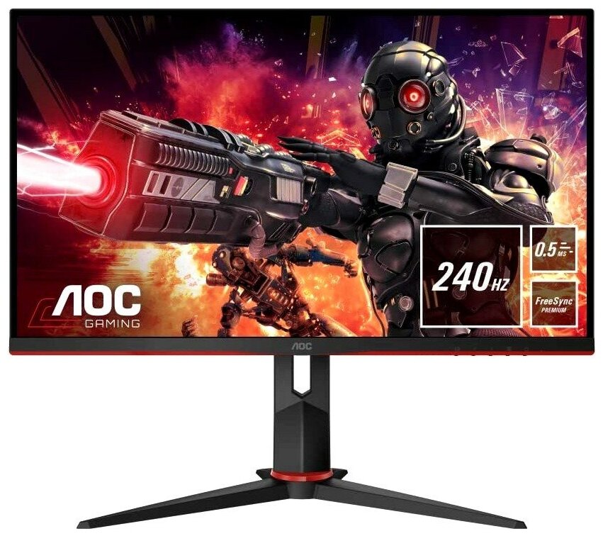 МОНИТОР 23.8 AOC 24G2ZE Black-Red (IPS, 1920x1080, 240Hz, 0.5 ms, 170°/160°, 350 cd/m, 80M:1, +2xHDMI 2.0, +DisplayPort 1.2, FreeSync)