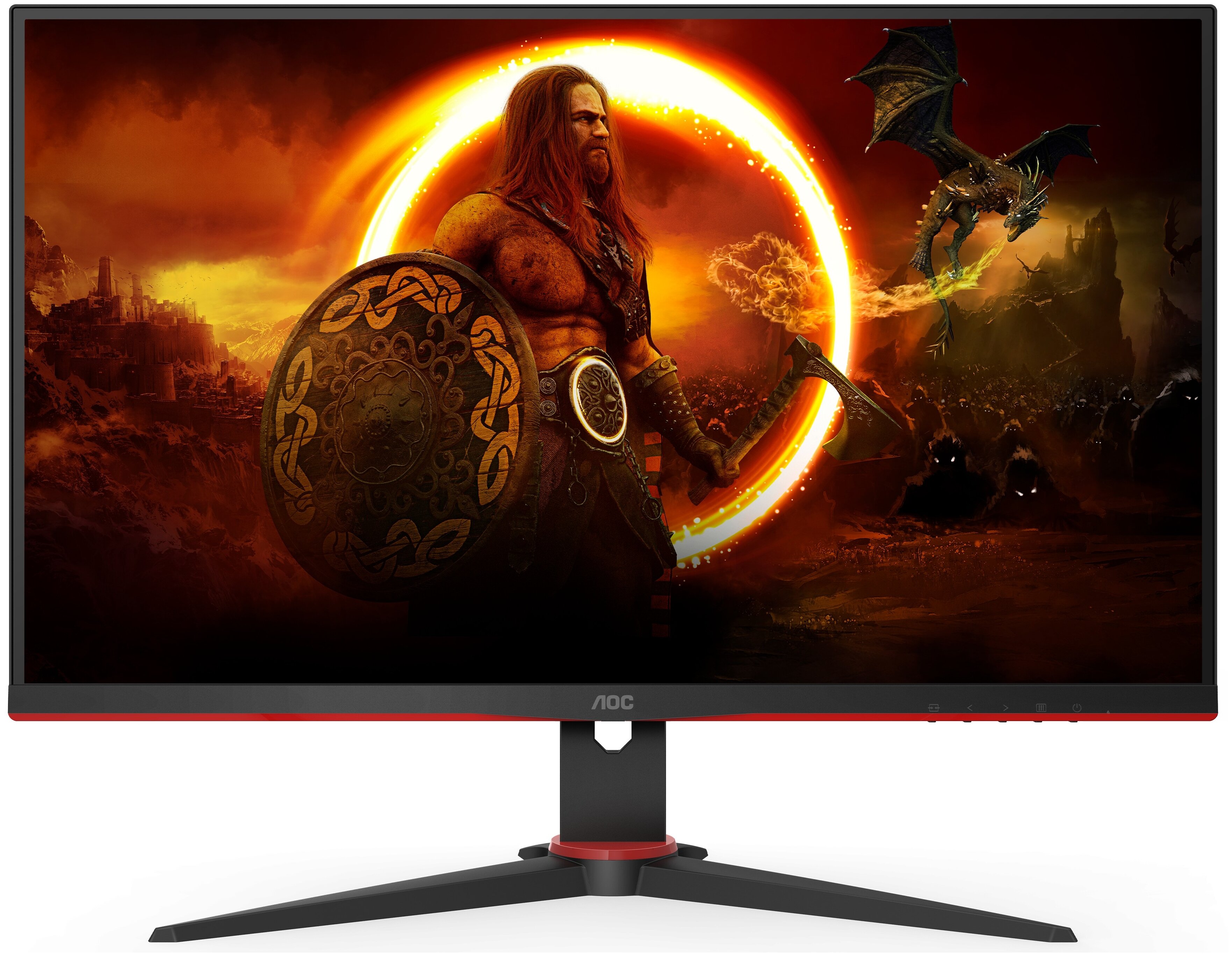 МОНИТОР 23.8 AOC 24G2SAE Black-Red (VA, 1920x1080, 165Hz, 1 ms, 178°/178°, 350 cd/m, 3000:1, +2xHDMI 1.4, +DisplayPort 1.2, +MM, FreeSync)