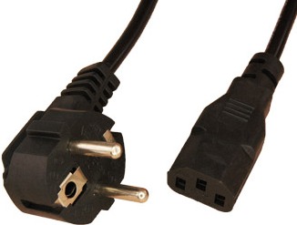 Кабель питания с заземлением (евровилка-штекер), 1,8 м (IEC13-EU-1.8)