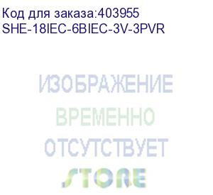 купить hyperline she-18iec-6biec-3v-3pvr блок розеток, вертикальный, 3 блока по 6 розеток iec320 с13 + 2 розетки iec320 с19 + авт. выключатель, кабель питания 3м (5х6.0мм2) с вилкой iec 60309 32a (3p+n+e), 380в, 1556х68х44.4мм (дхшхв), корпус алюминий, черный